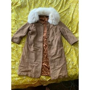 Suede and rabbit fur vintage coat